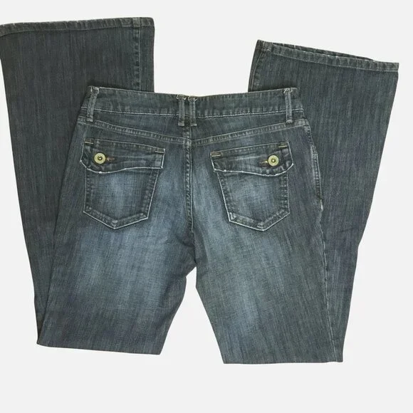Vintage MOSSIMO Low Rise Grunge Bootcut Denim Jeans Blue Gray Wash Sz 11 READ - Picture 2 of 5